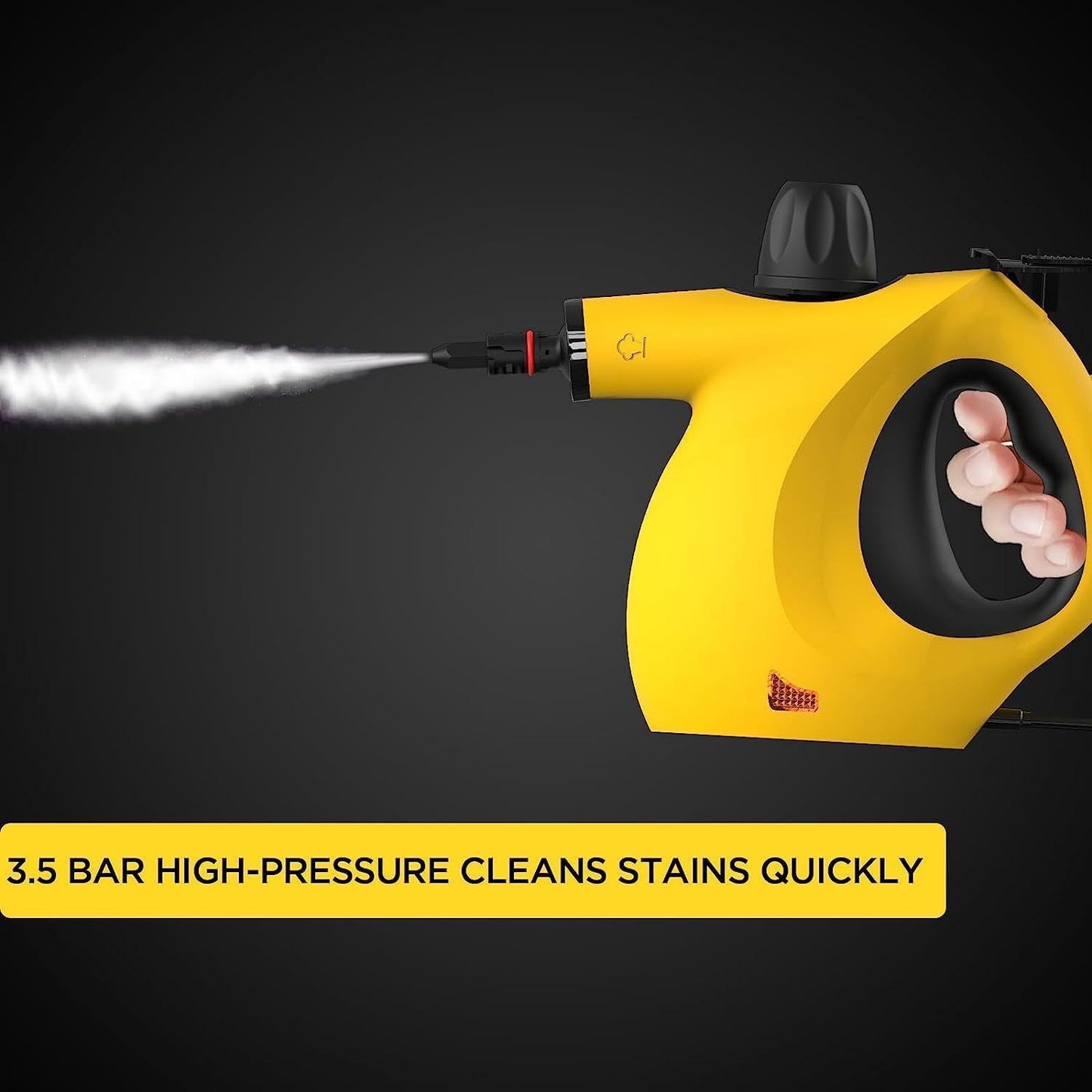 Zyvari Handheld Multi-Surface Pressurized Steam Cleaner With 12 Accessories, Multi-Purpose Steam Generator For Household Water Tank, Natural Steam Cleaning, Yellow