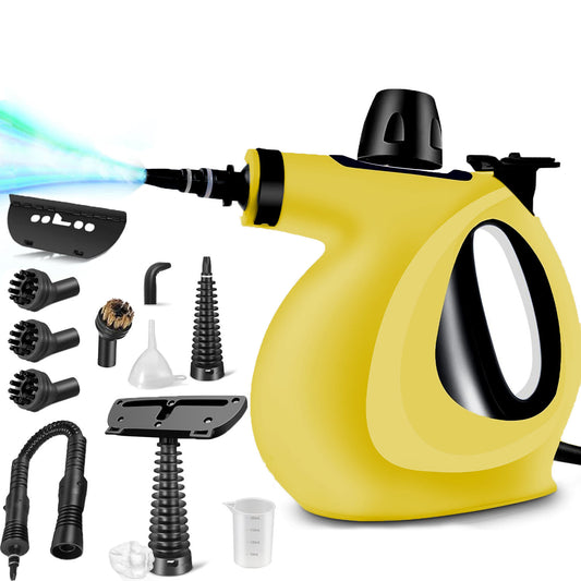 Zyvari Handheld Multi-Surface Pressurized Steam Cleaner With 12 Accessories, Multi-Purpose Steam Generator For Household Water Tank, Natural Steam Cleaning, Yellow